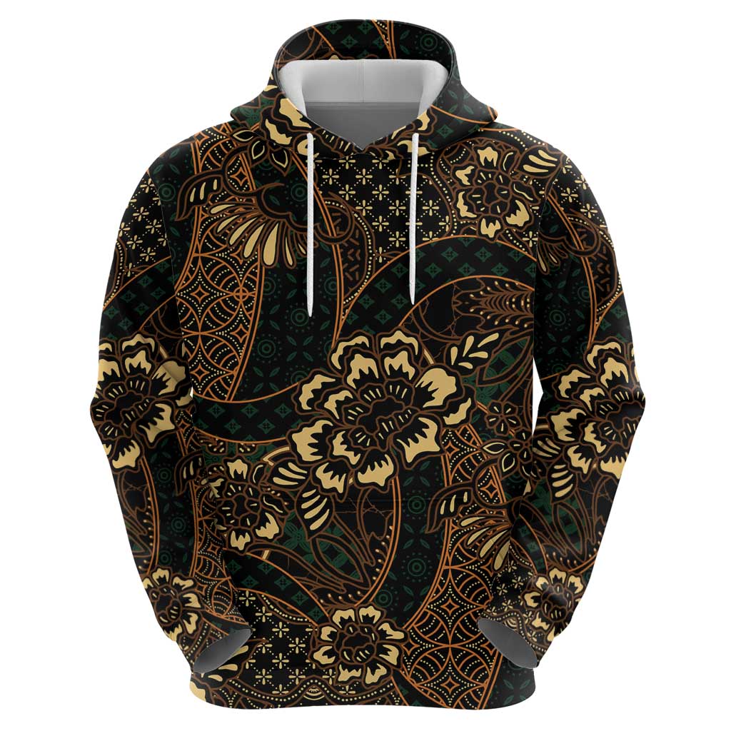 Indonesian Batik Pattern Vintage Brown Zip Hoodie