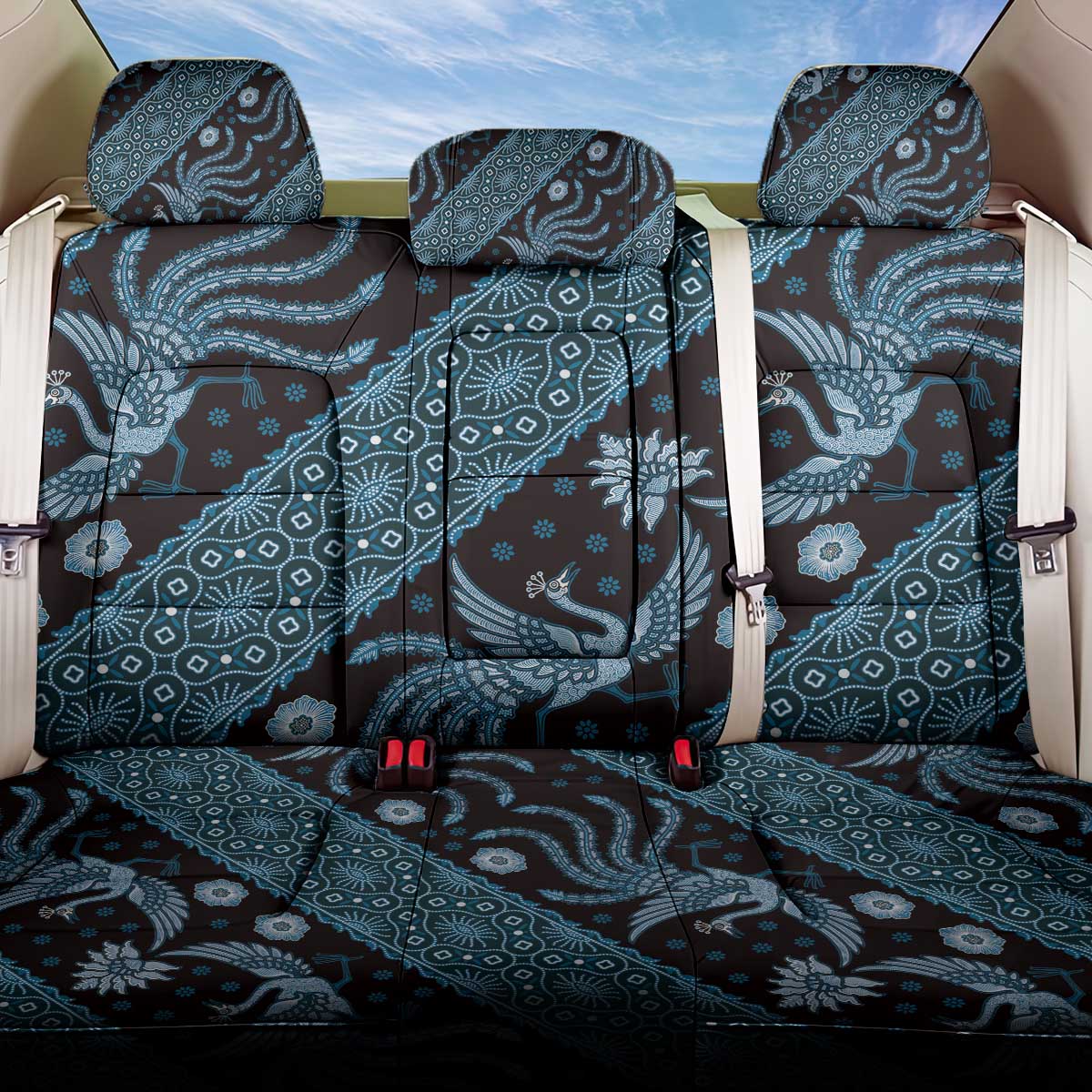 Indonesia Batik Pattern Back Car Seat Cover Blue Version