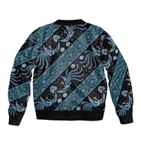 Indonesia Batik Pattern Bomber Jacket Blue Version