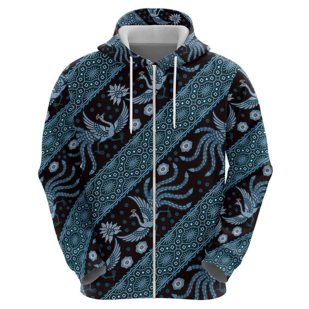 Indonesia Batik Pattern Hoodie Blue Version