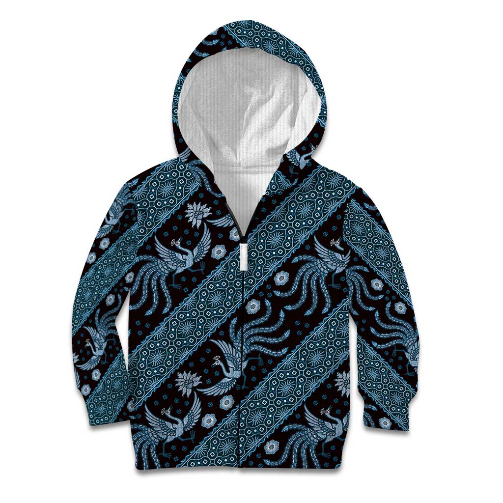 Indonesia Batik Pattern Kid Hoodie Blue Version