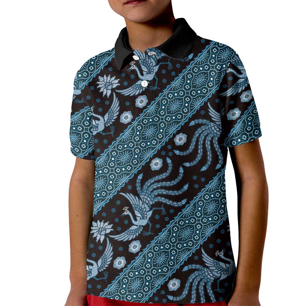 Indonesia Batik Pattern Kid Polo Shirt Blue Version