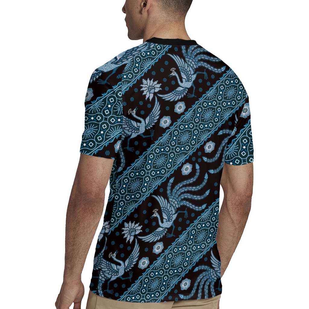 Indonesia Batik Pattern Rugby Jersey Blue Version