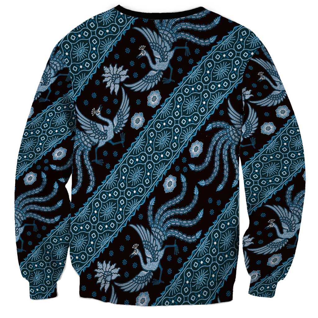 Indonesia Batik Pattern Sweatshirt Blue Version
