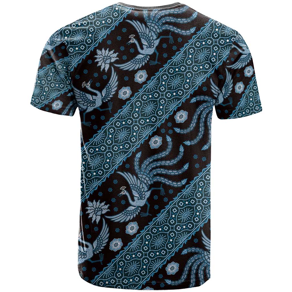 Indonesia Batik Pattern T Shirt Blue Version