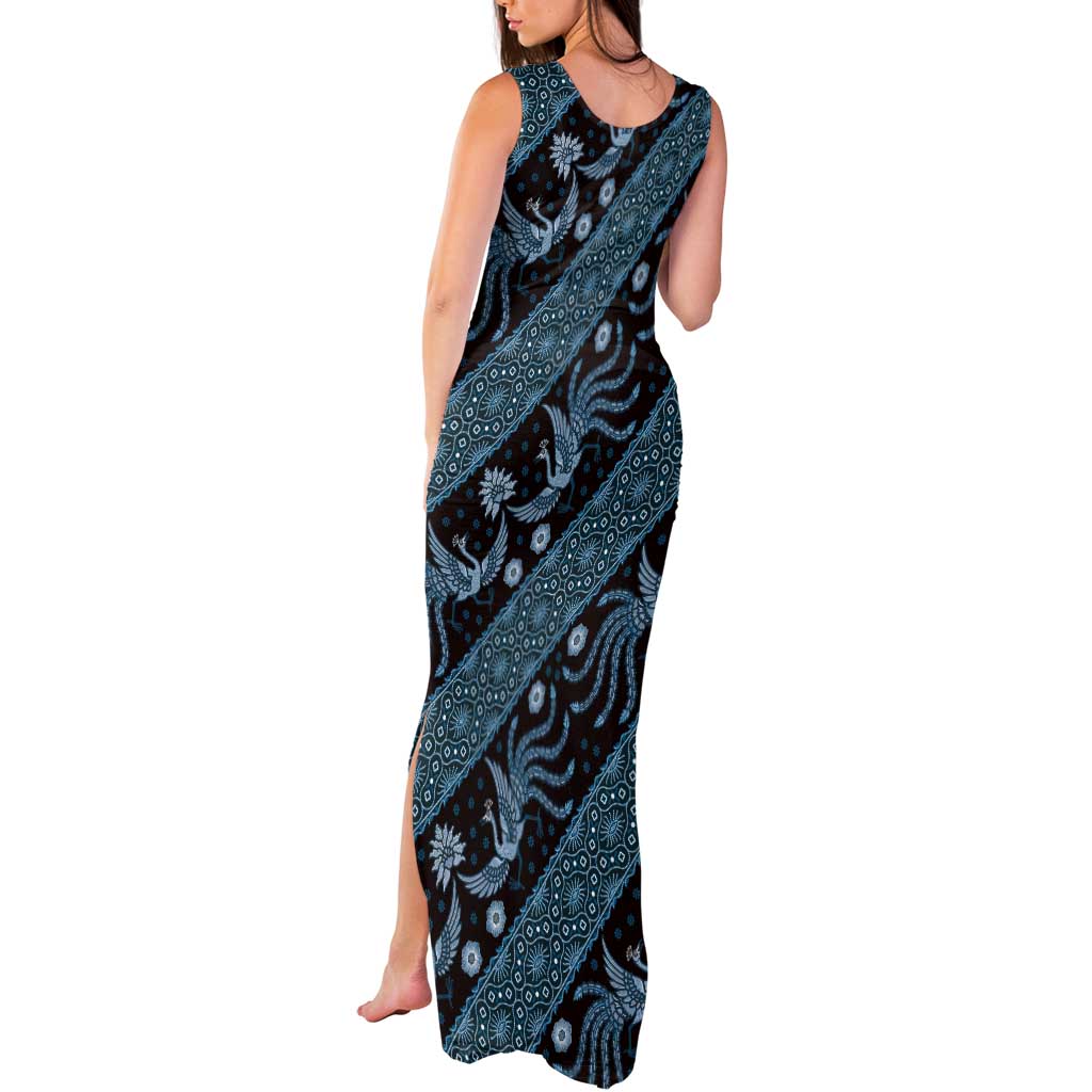 Indonesia Batik Pattern Tank Maxi Dress Blue Version