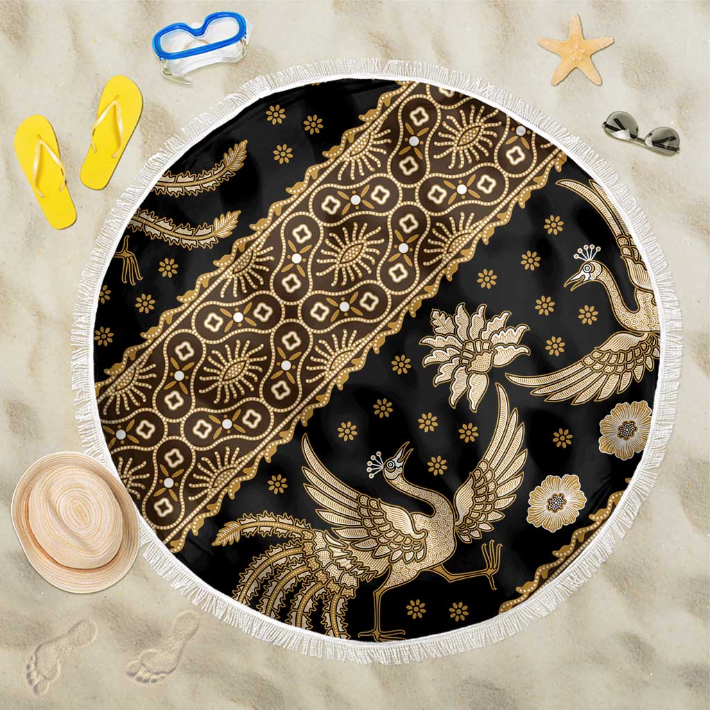 Indonesia Batik Pattern Beach Blanket Gold Version