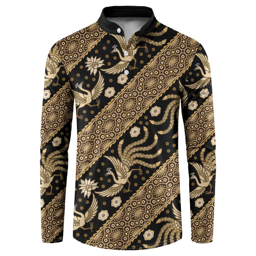 Indonesia Batik Pattern Button Sweatshirt Gold Version