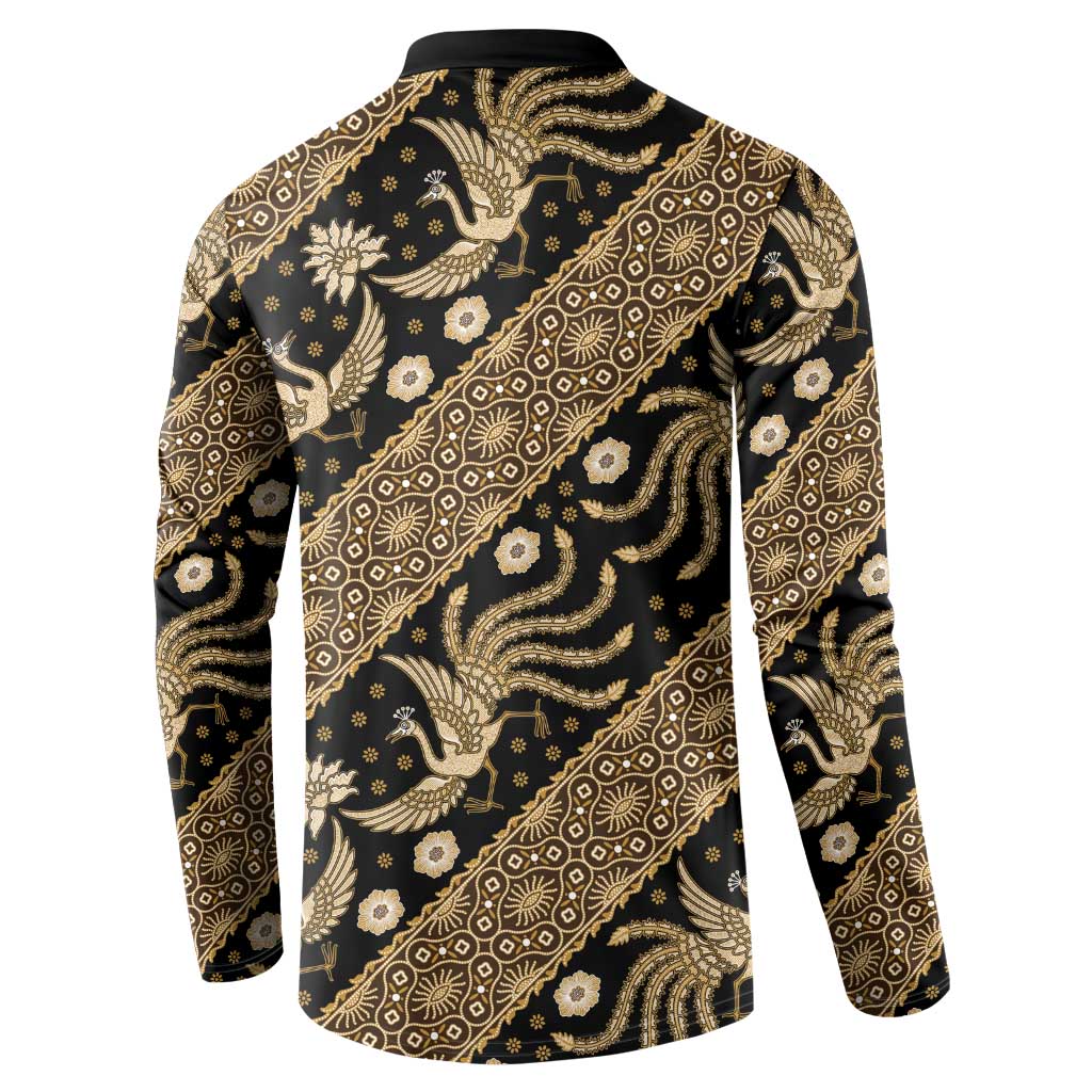 Indonesia Batik Pattern Button Sweatshirt Gold Version