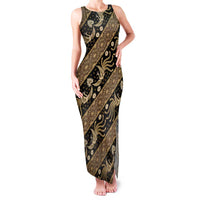 Indonesia Batik Pattern Family Matching Tank Maxi Dress and Hawaiian Shirt Gold Version