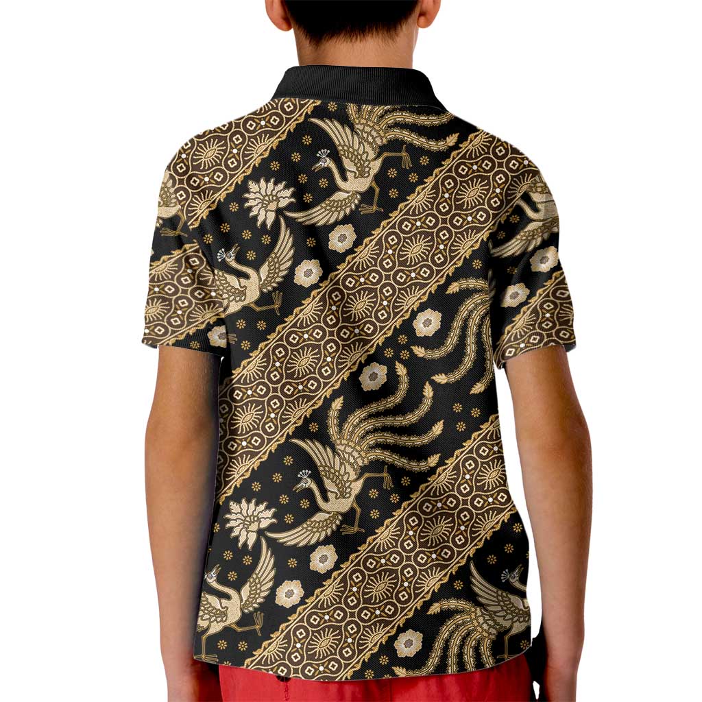 Indonesia Batik Pattern Kid Polo Shirt Gold Version