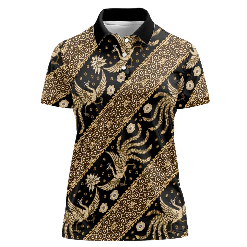 Indonesia Batik Pattern Women Polo Shirt Gold Version