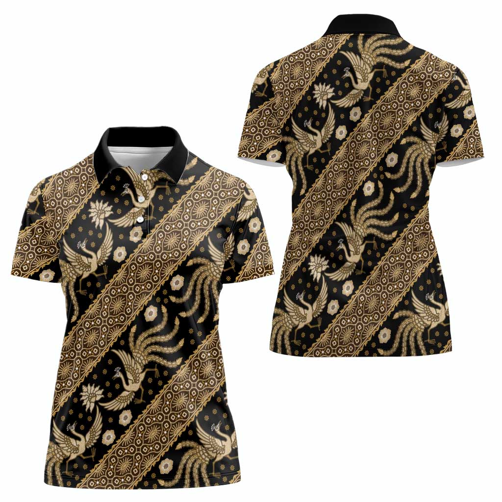 Indonesia Batik Pattern Women Polo Shirt Gold Version