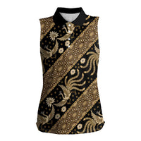 Indonesia Batik Pattern Women Sleeveless Polo Shirt Gold Version