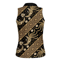 Indonesia Batik Pattern Women Sleeveless Polo Shirt Gold Version