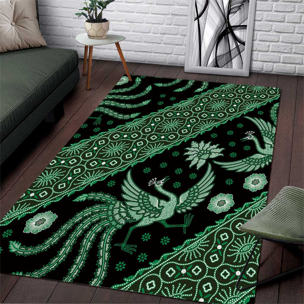 Indonesia Batik Pattern Area Rug Green Version