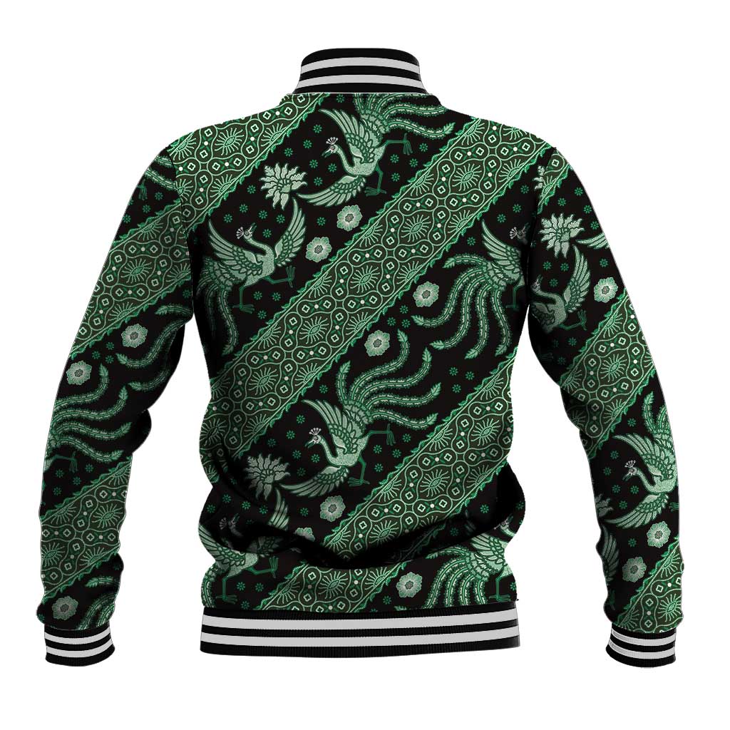 Indonesia Batik Pattern Baseball Jacket Green Version