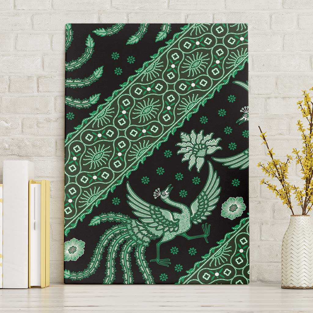 Indonesia Batik Pattern Canvas Wall Art Green Version