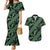 Indonesia Batik Pattern Couples Matching Mermaid Dress and Hawaiian Shirt Green Version