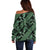 Indonesia Batik Pattern Off Shoulder Sweater Green Version