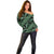 Indonesia Batik Pattern Off Shoulder Sweater Green Version