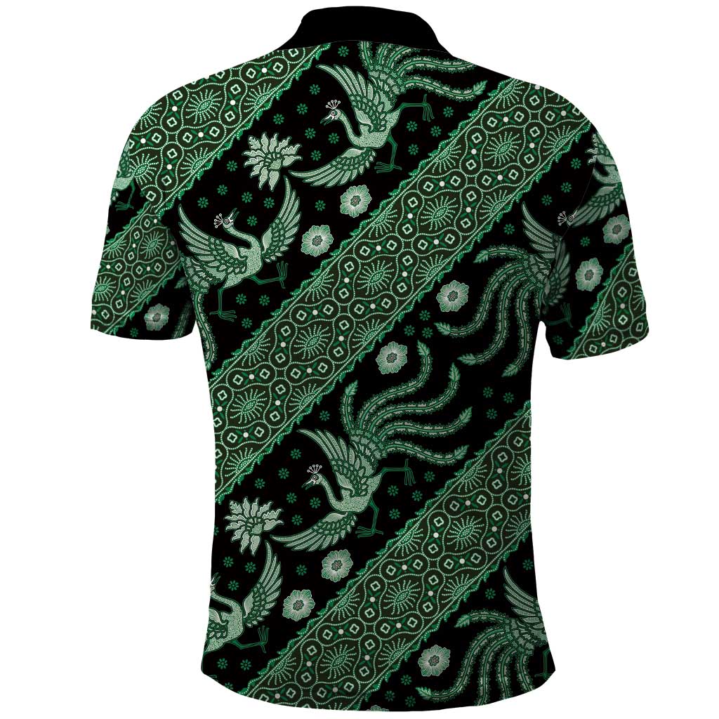 Indonesia Batik Pattern Polo Shirt Green Version