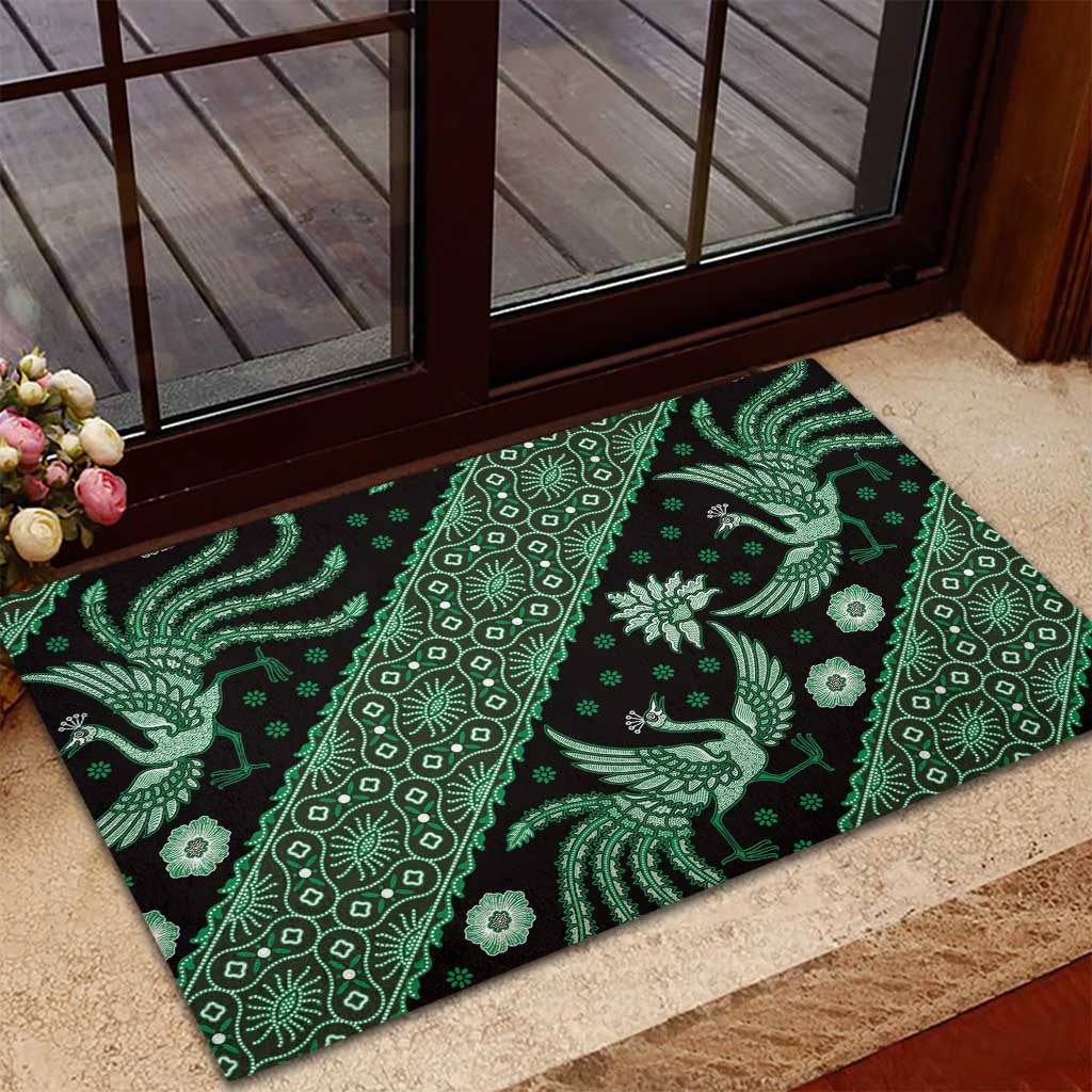 Indonesia Batik Pattern Rubber Doormat Green Version