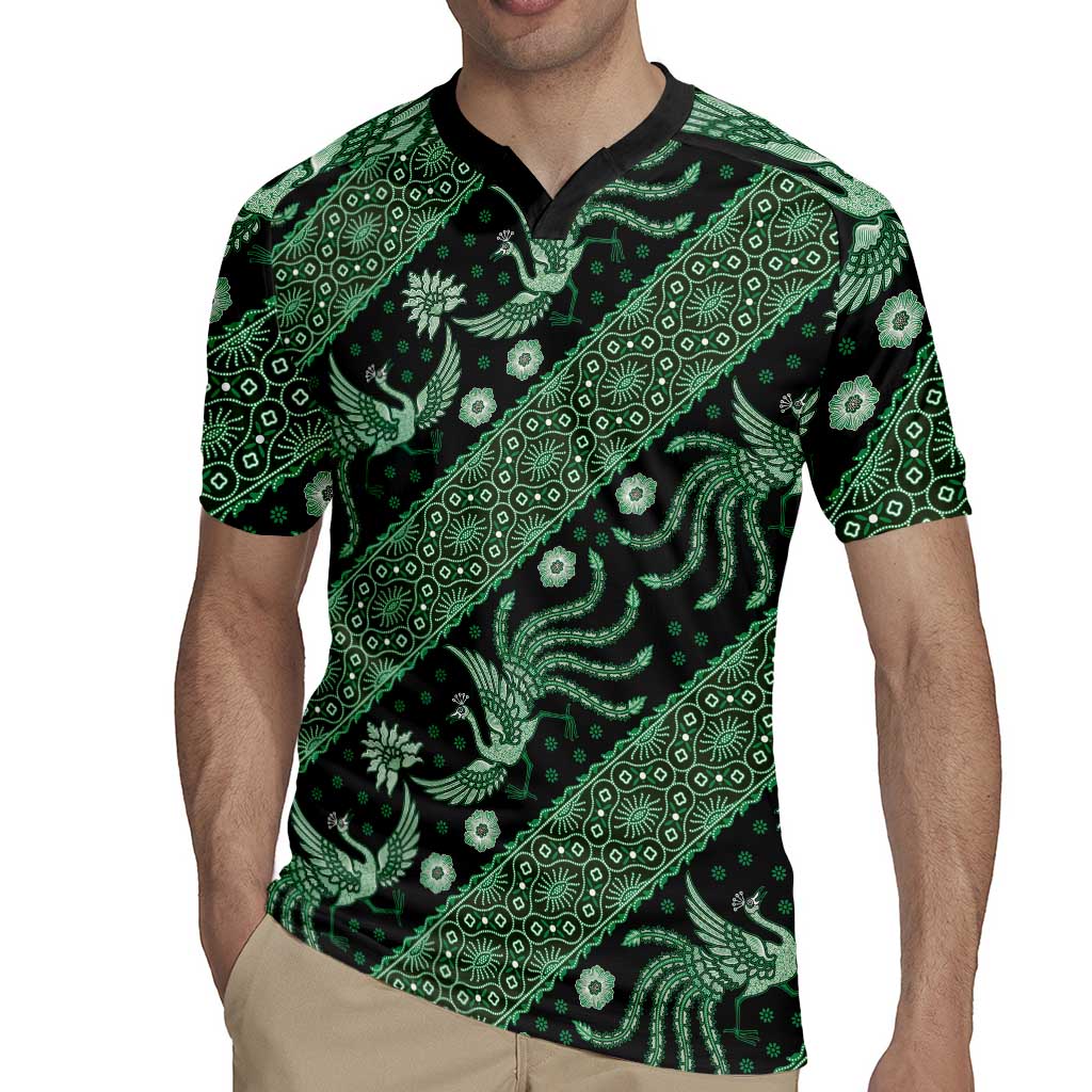 Indonesia Batik Pattern Rugby Jersey Green Version