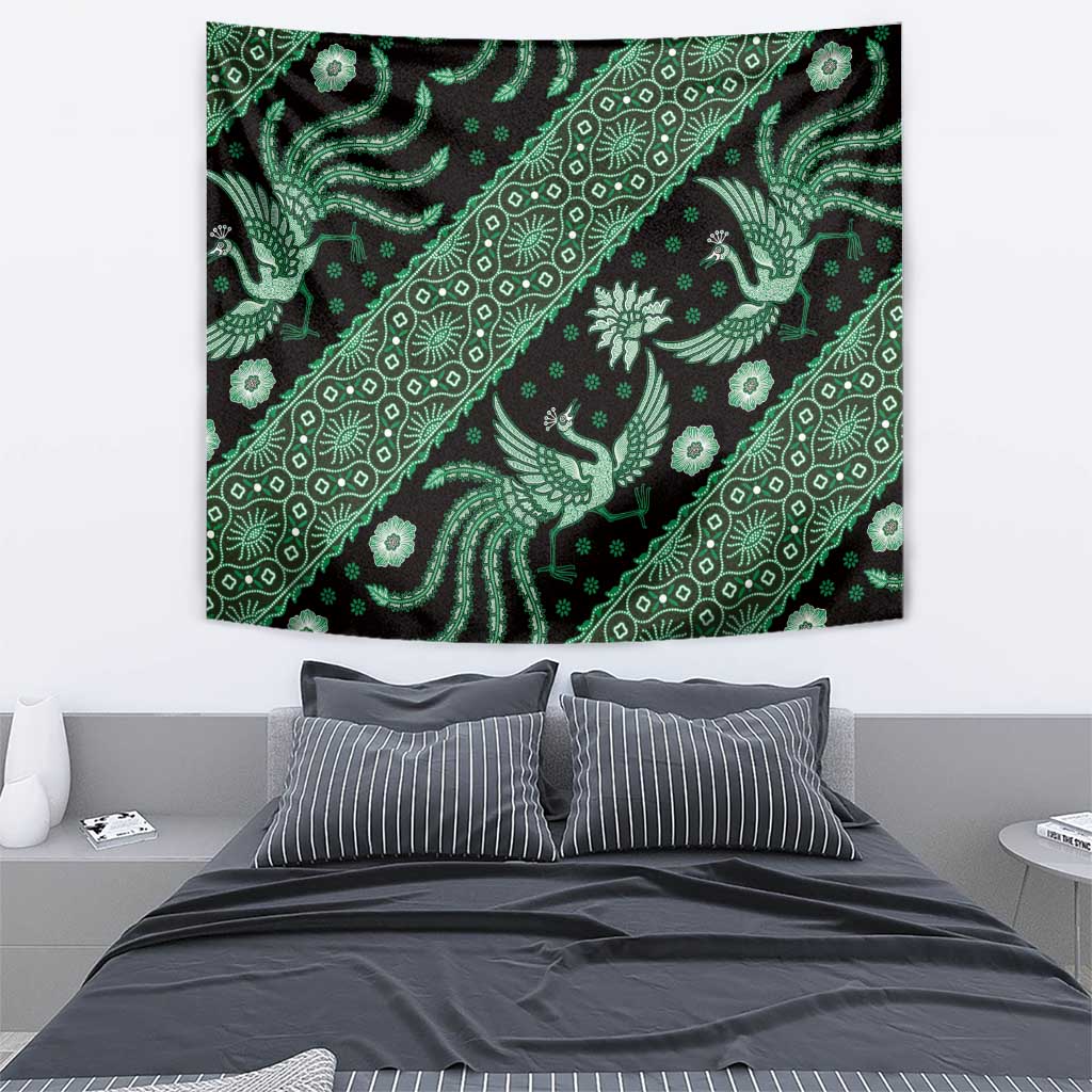 Indonesia Batik Pattern Tapestry Green Version