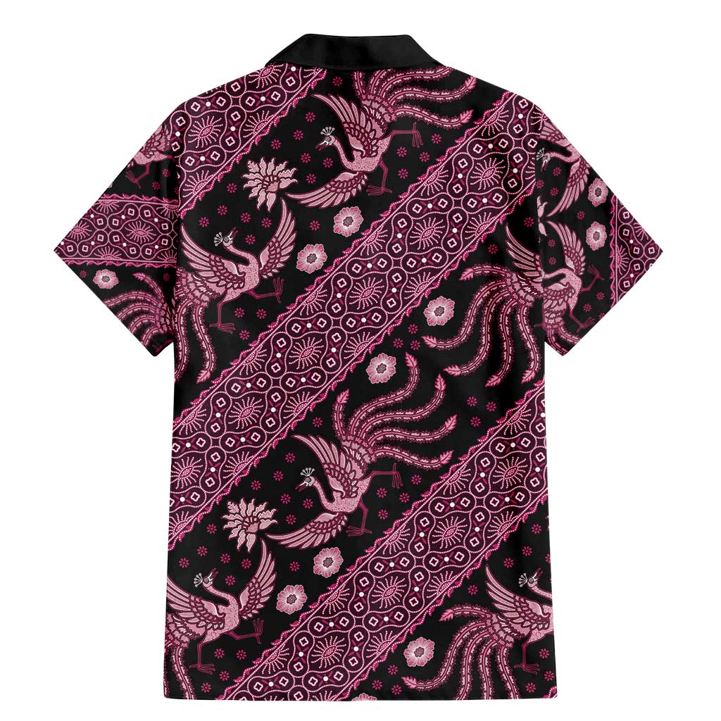 Indonesia Batik Pattern Family Matching Mermaid Dress and Hawaiian Shirt Pink Version