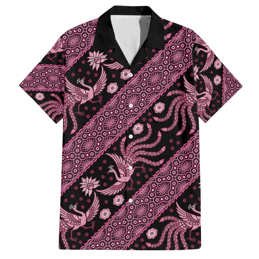 Indonesia Batik Pattern Family Matching Tank Maxi Dress and Hawaiian Shirt Pink Version