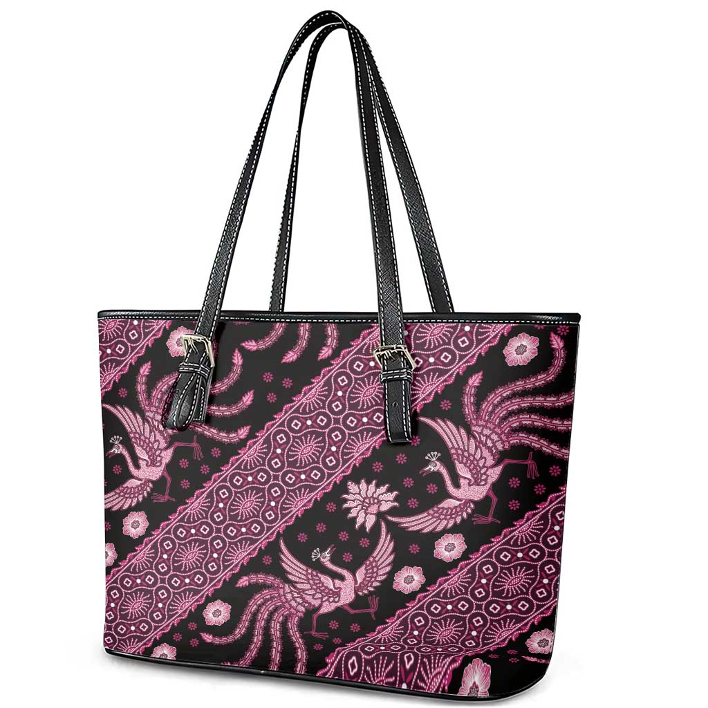 Indonesia Batik Pattern Leather Tote Bag Pink Version