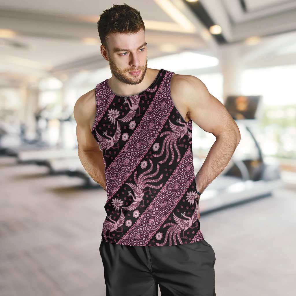 Indonesia Batik Pattern Men Tank Top Pink Version