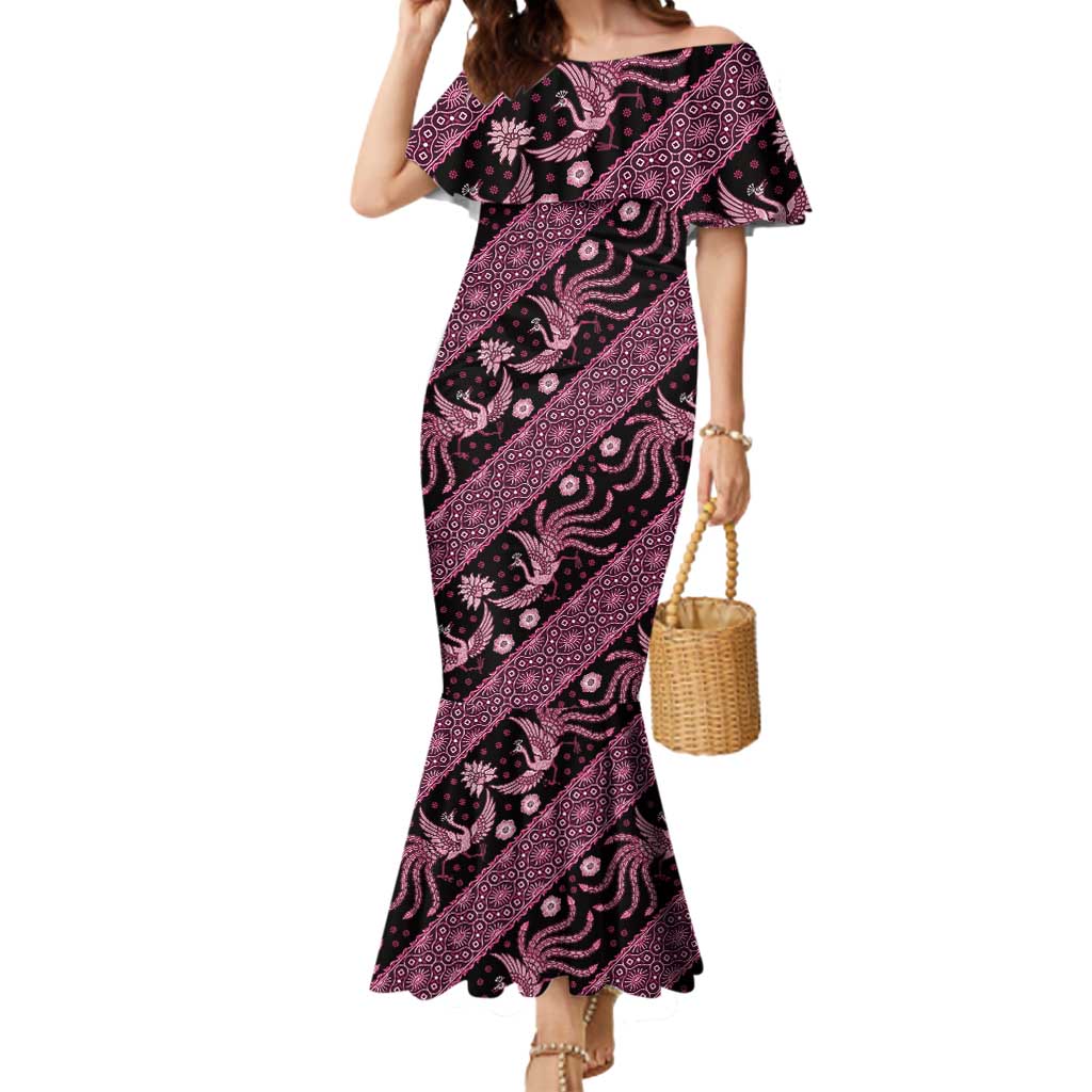 Indonesia Batik Pattern Mermaid Dress Pink Version