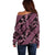 Indonesia Batik Pattern Off Shoulder Sweater Pink Version