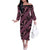 Indonesia Batik Pattern Off The Shoulder Long Sleeve Dress Pink Version