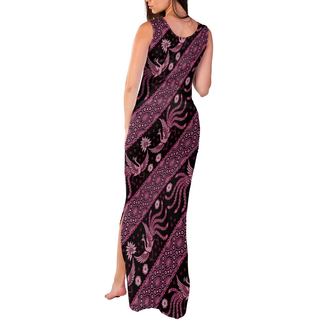 Indonesia Batik Pattern Tank Maxi Dress Pink Version