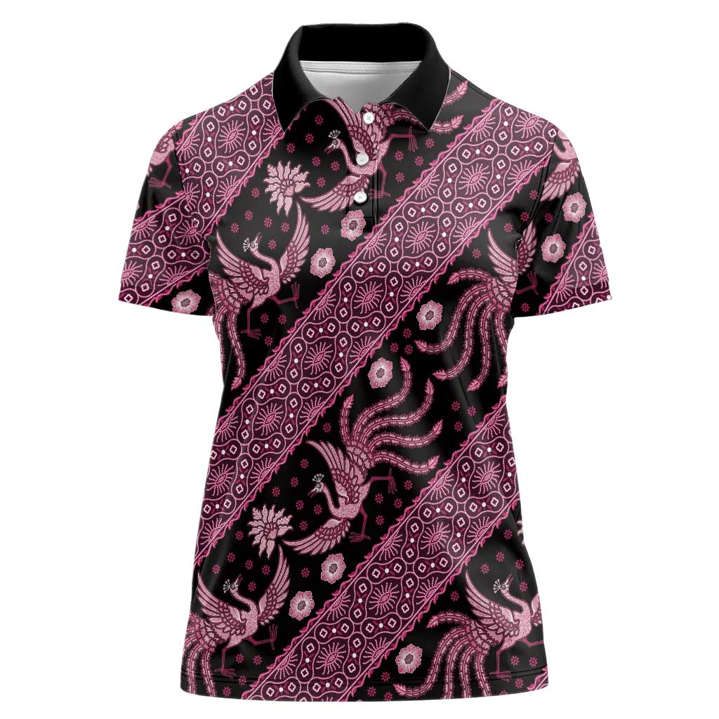 Indonesia Batik Pattern Women Polo Shirt Pink Version