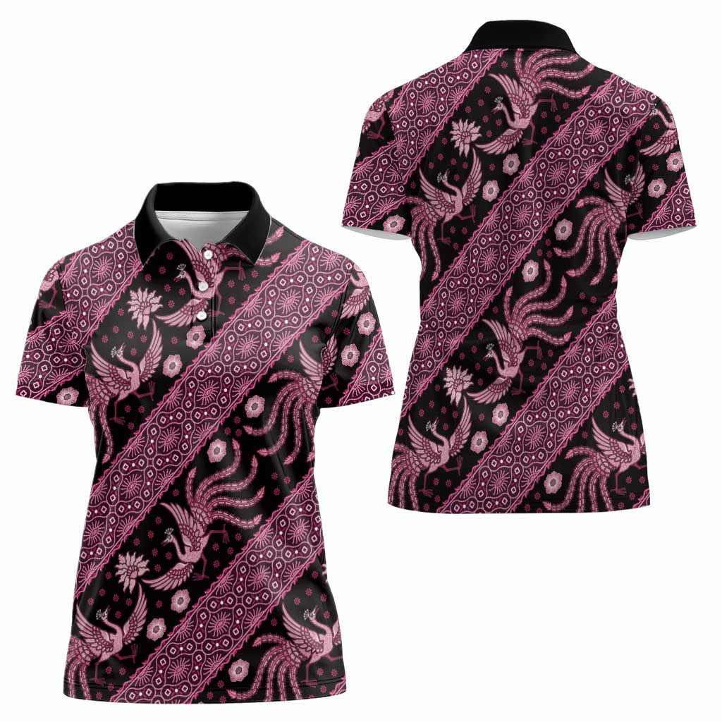 Indonesia Batik Pattern Women Polo Shirt Pink Version