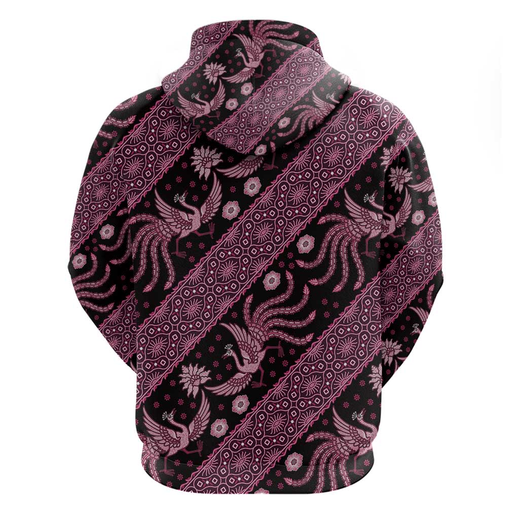 Indonesia Batik Pattern Zip Hoodie Pink Version