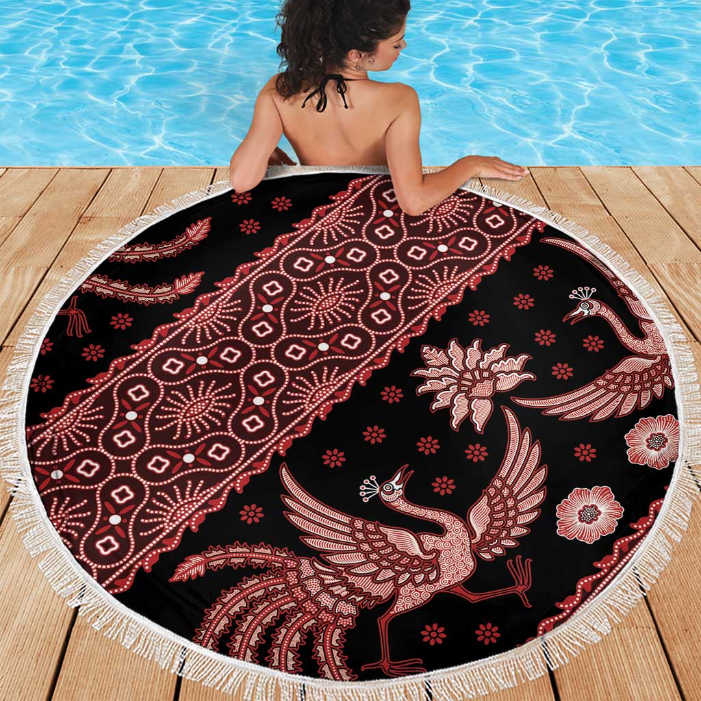 Indonesia Batik Pattern Beach Blanket Red Version