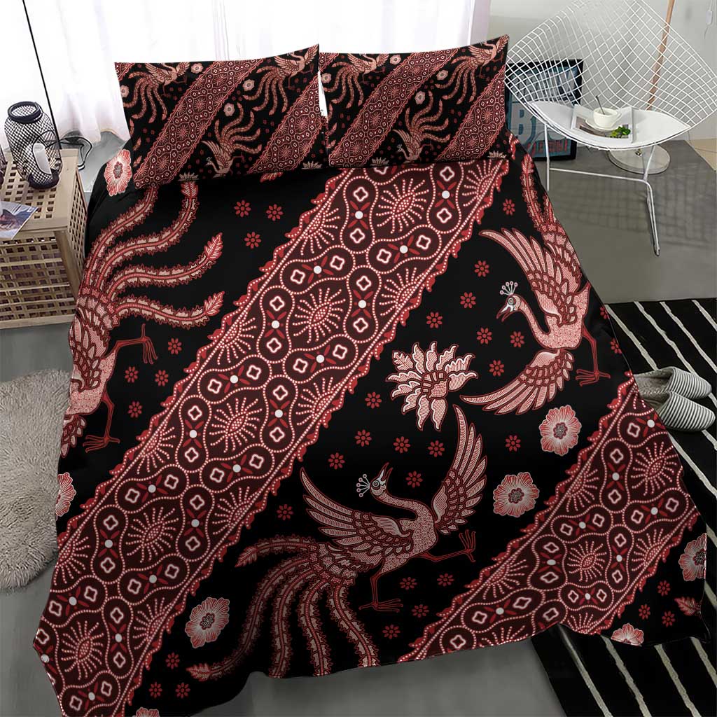 Indonesia Batik Pattern Bedding Set Red Version