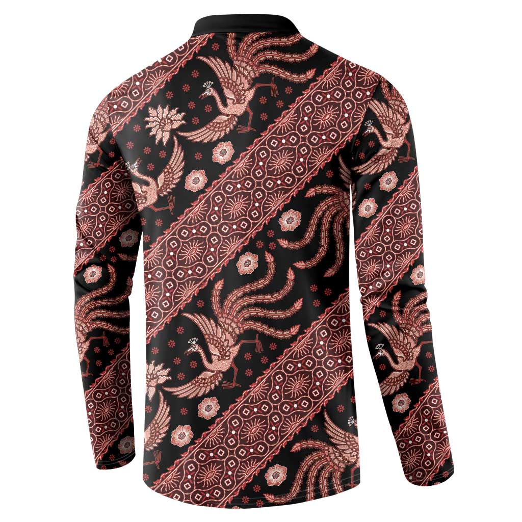 Indonesia Batik Pattern Button Sweatshirt Red Version