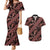 Indonesia Batik Pattern Couples Matching Mermaid Dress and Hawaiian Shirt Red Version