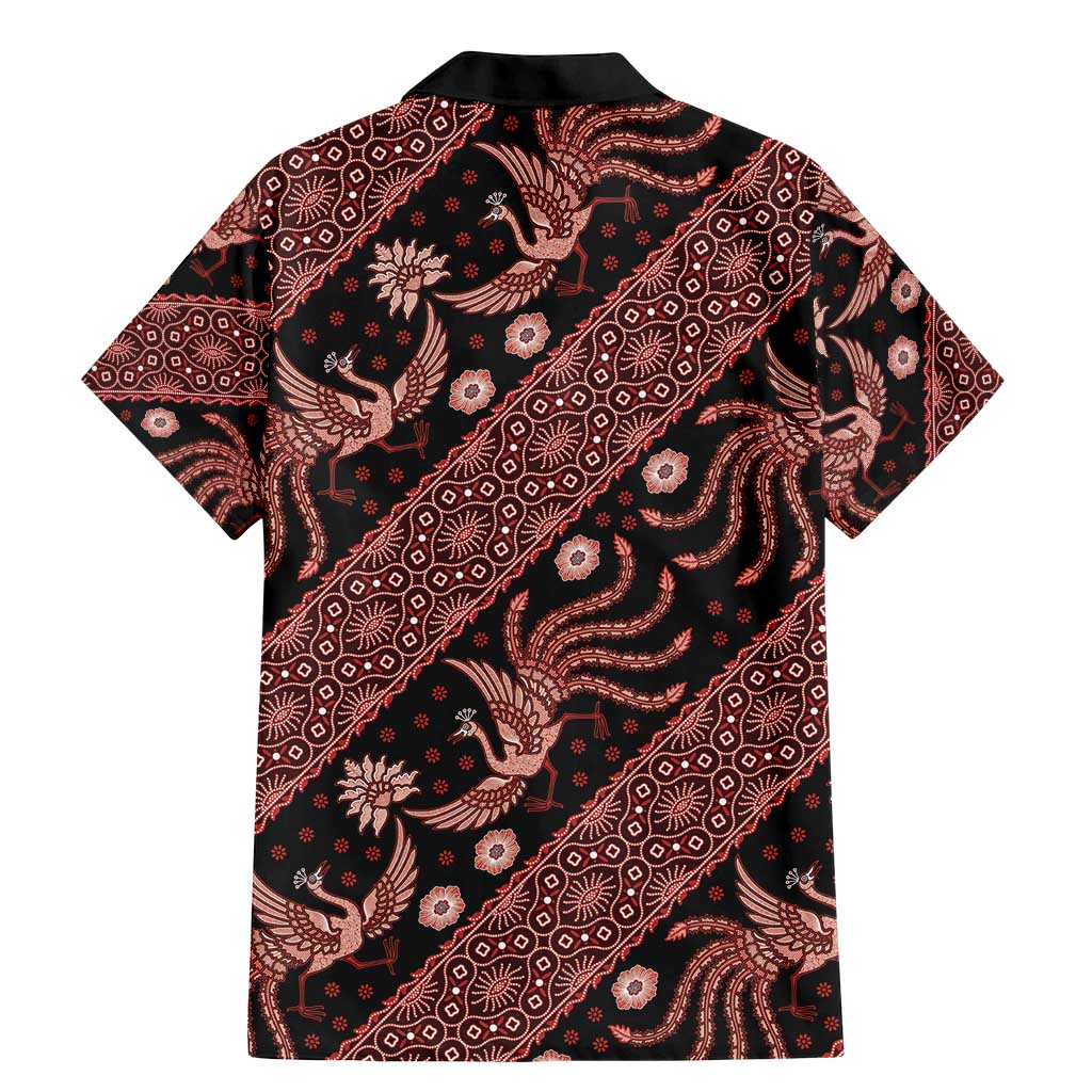Indonesia Batik Pattern Family Matching Mermaid Dress and Hawaiian Shirt Red Version