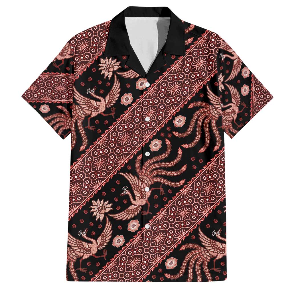Indonesia Batik Pattern Family Matching Tank Maxi Dress and Hawaiian Shirt Red Version