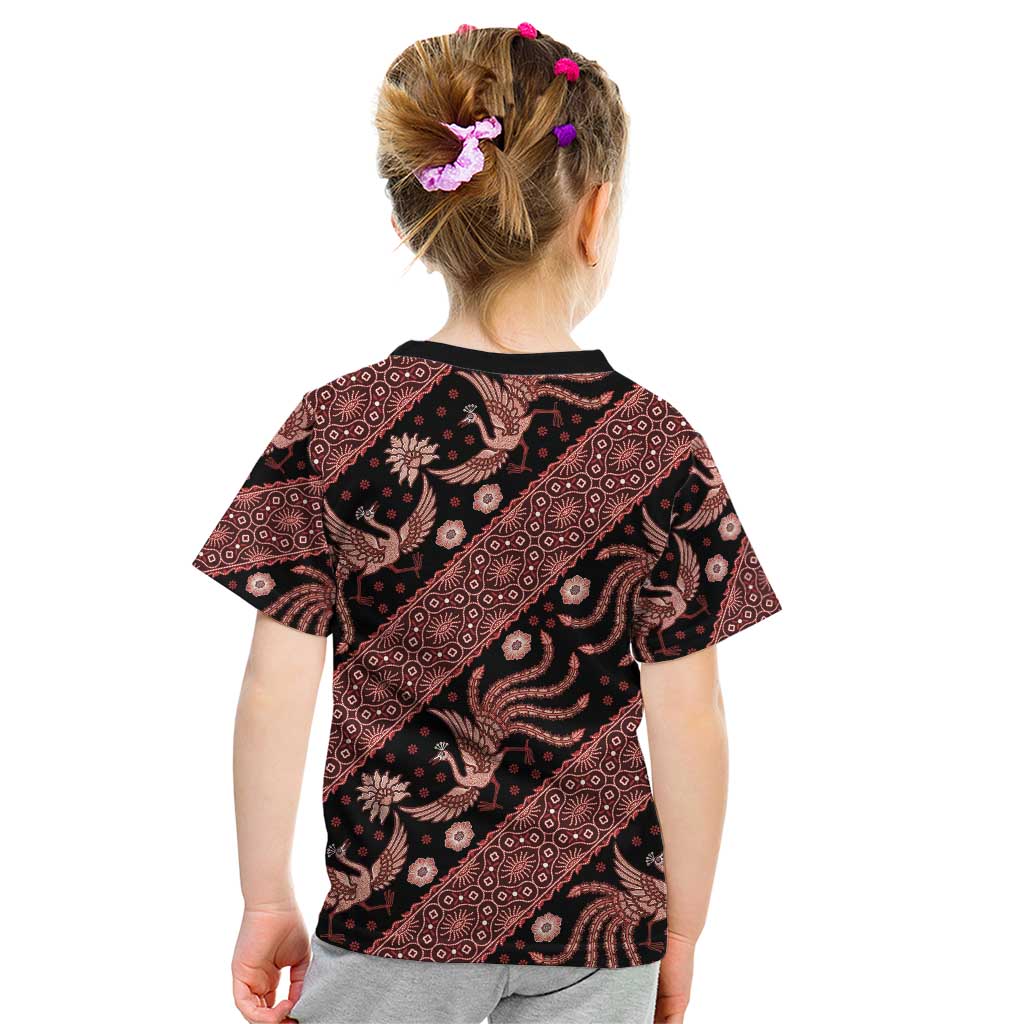 Indonesia Batik Pattern Kid T Shirt Red Version