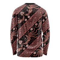 Indonesia Batik Pattern Long Sleeve Shirt Red Version