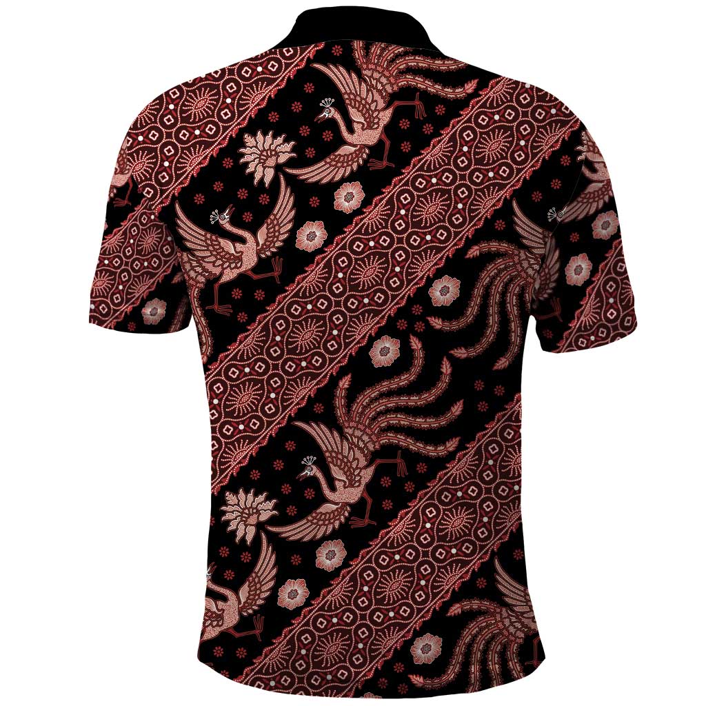 Indonesia Batik Pattern Polo Shirt Red Version