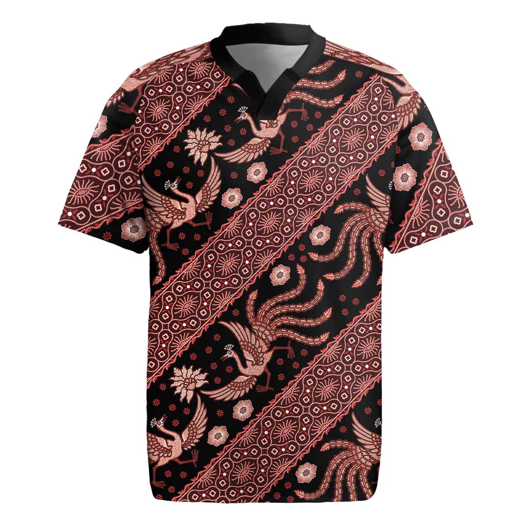 Indonesia Batik Pattern Rugby Jersey Red Version